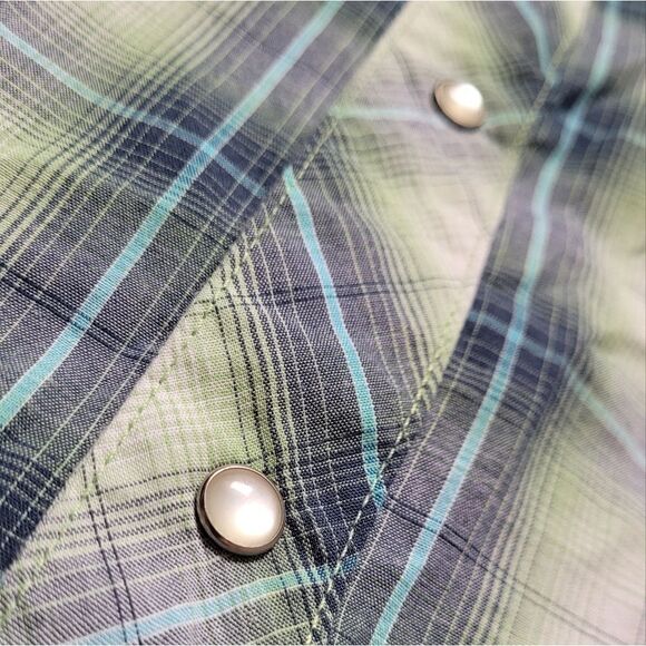 Wrangler Wrancher Plaid Pearl Button Button Up Western Top XL - Picture 5 of 6